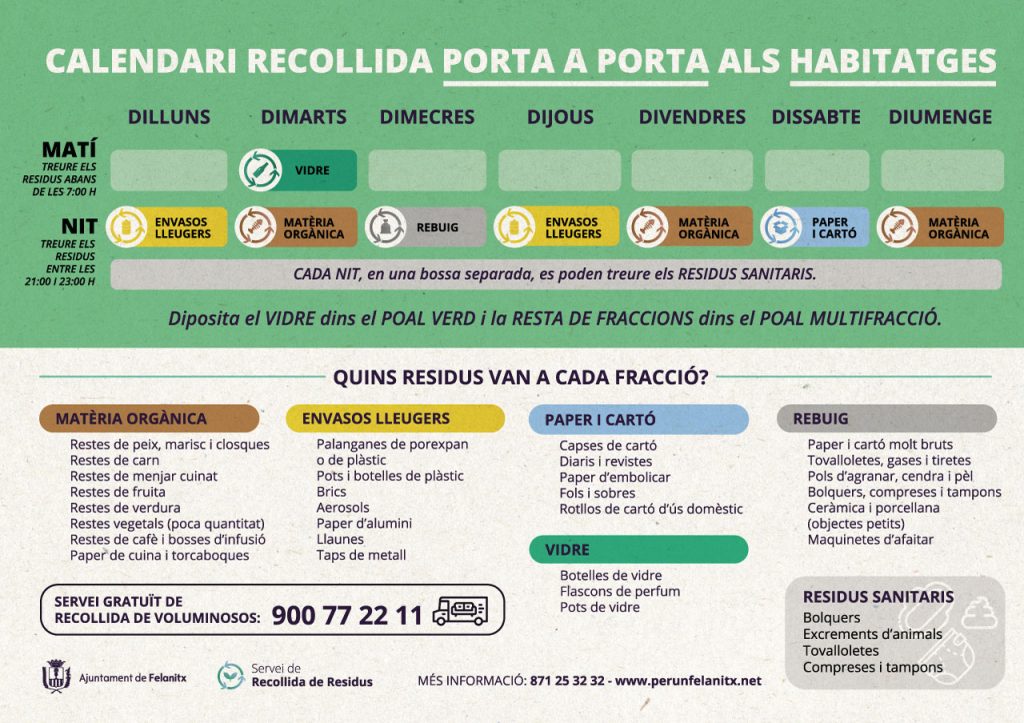 Calendari Recollida Porta a Porta als Habitatges